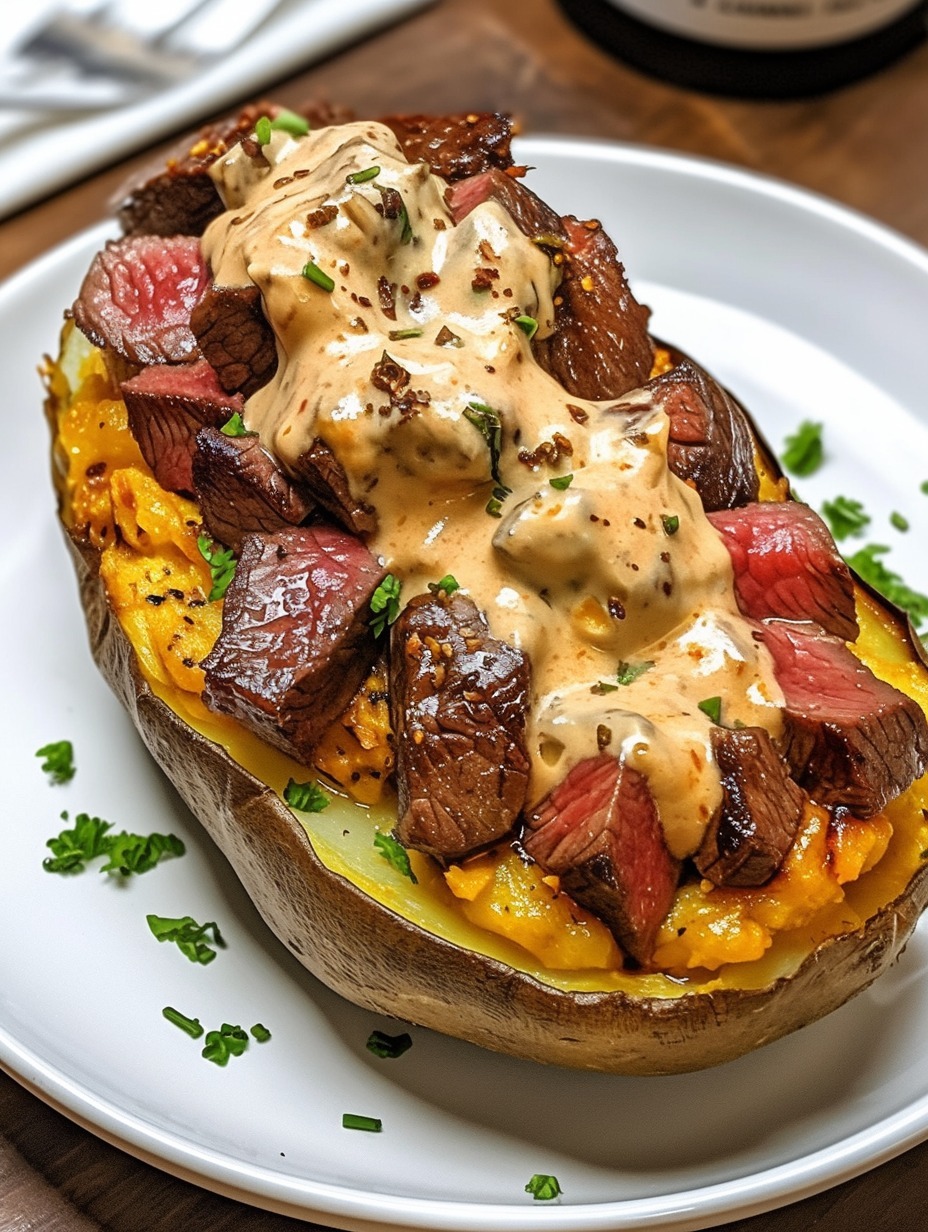 Loaded Baked Potato with Steak Bites