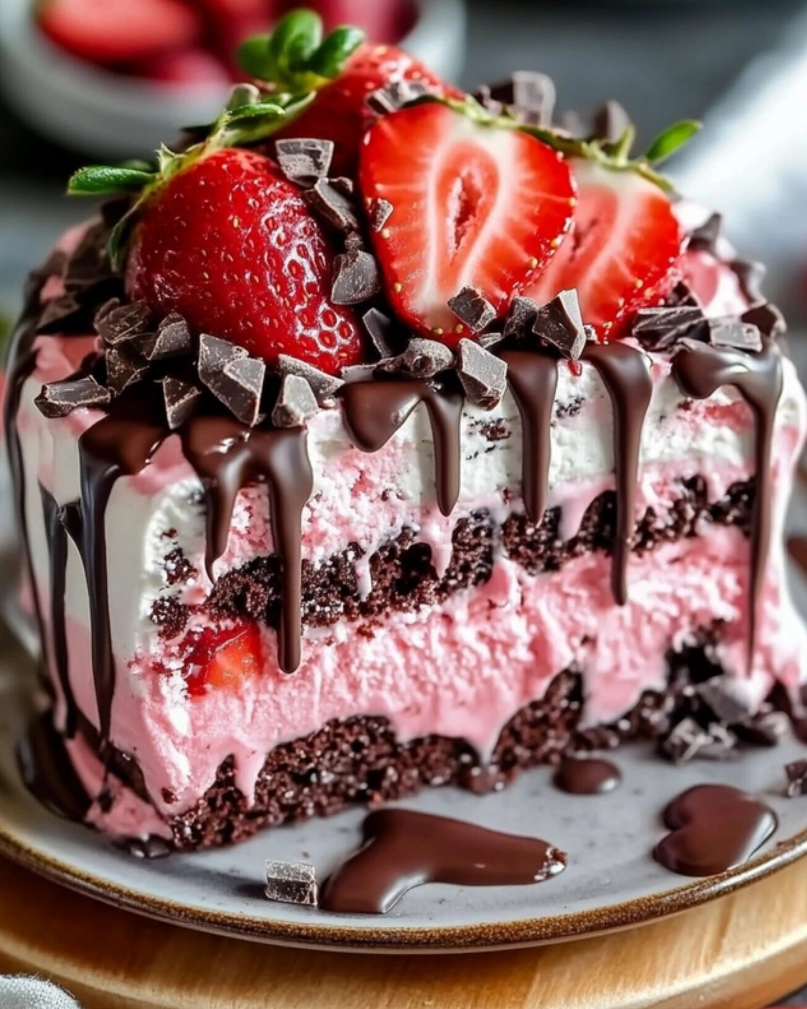 Decadent Strawberry Chocolate Fantasy Ice Cream Cake