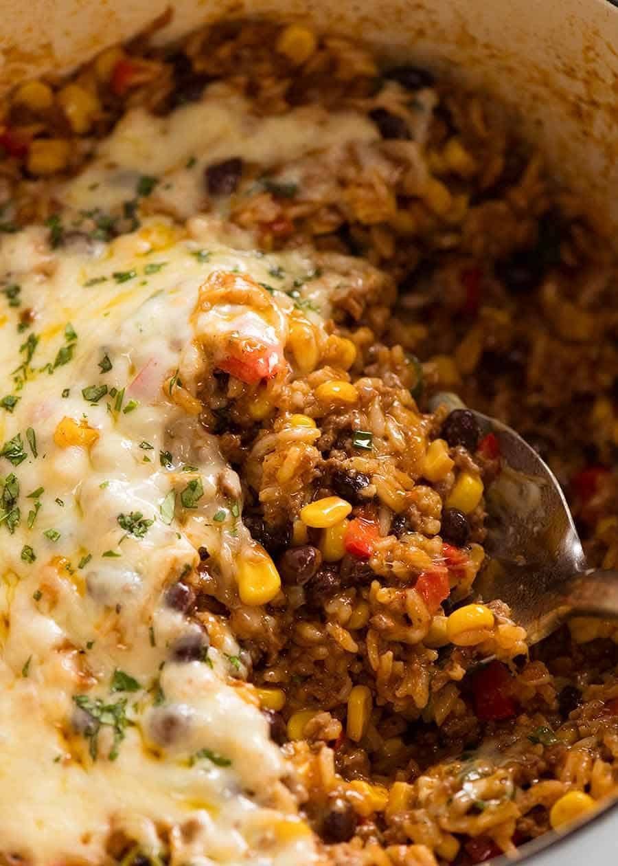 Cheesy Ground Beef and Rice Casserole