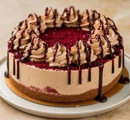 No-Bake Red Velvet Cookie Dough Cheesecake