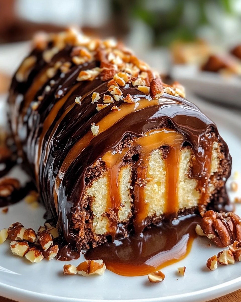 Gooey Chocolate Hazelnut Caramel Cake Roll 