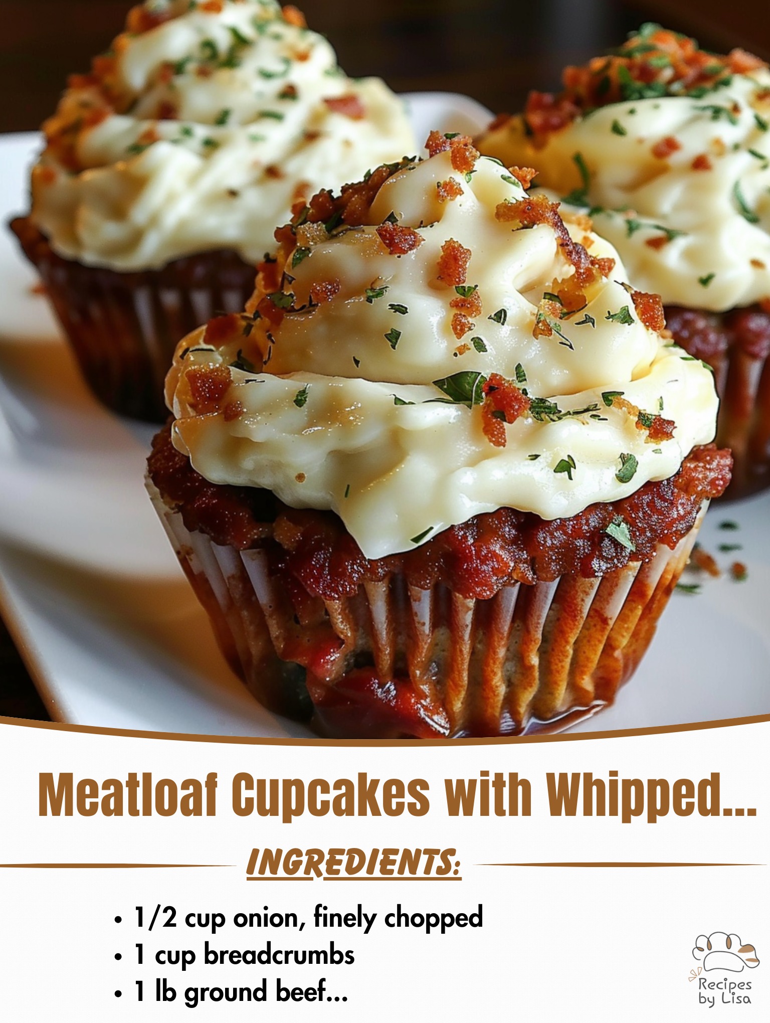 Meatloaf Cupcakes with Whipped Potato Topping 