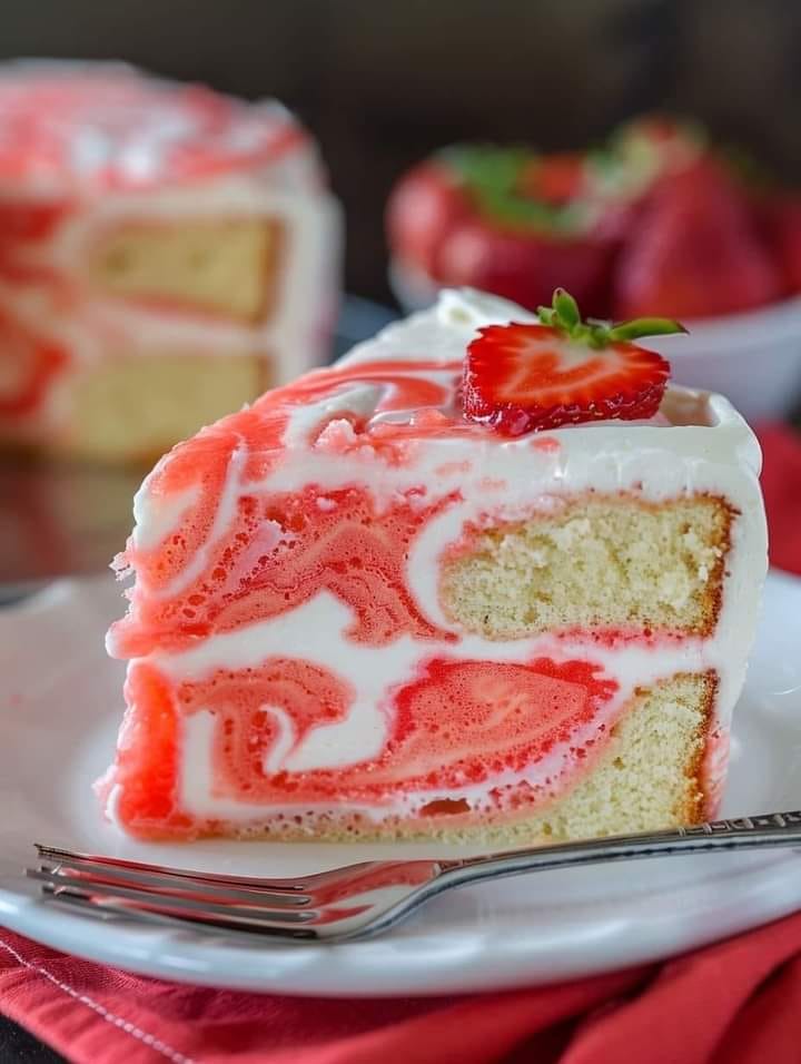  Velvet Lemon Cream Cake with Strawberry Swirl