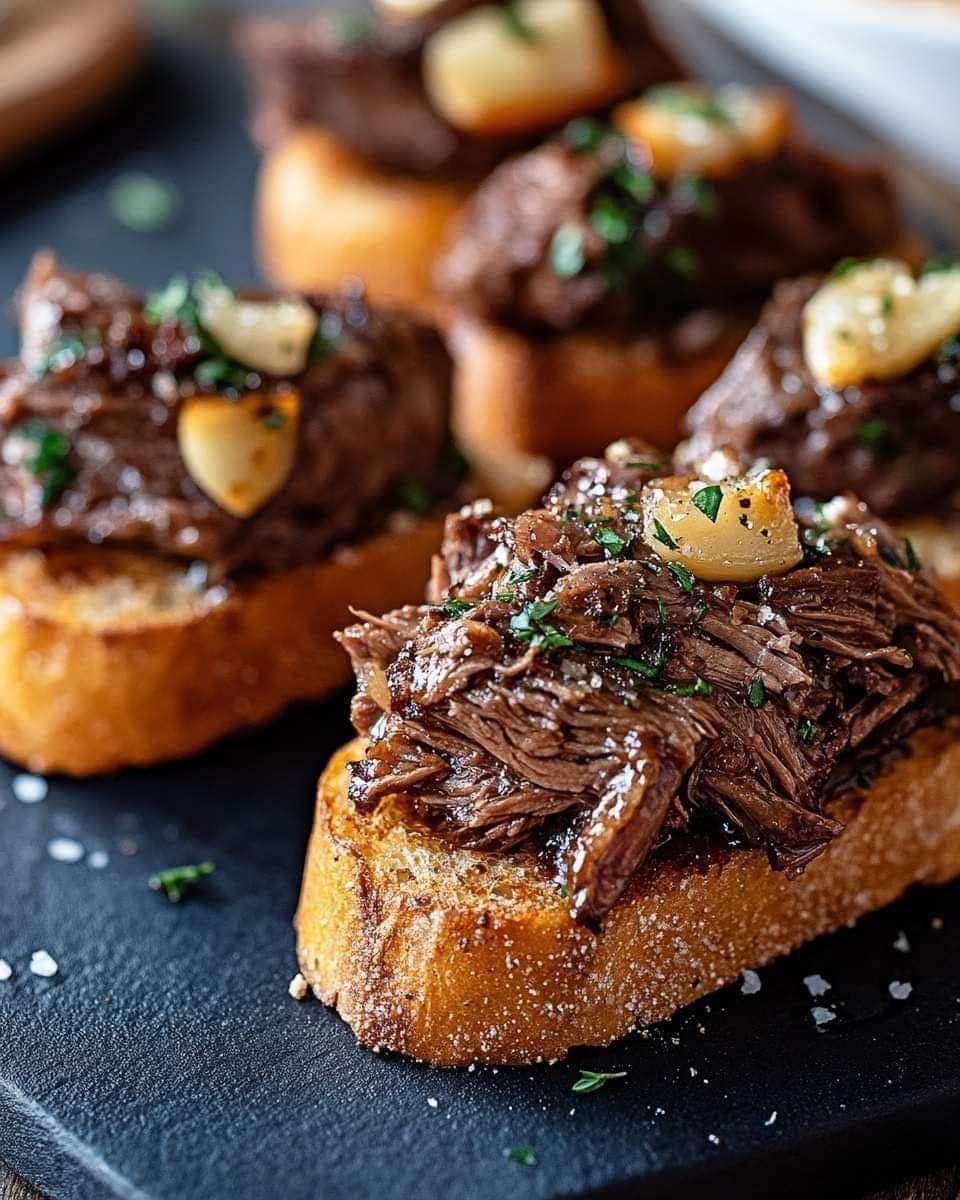 Braised Short Ribs with Garlic Crostini