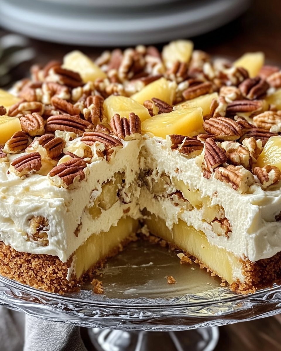 Southern Creamy Pineapple Pecan Cake 