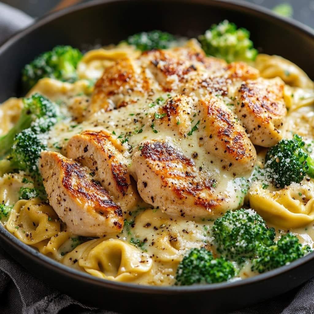 Garlic Parmesan Tortellini with Chicken and Broccoli