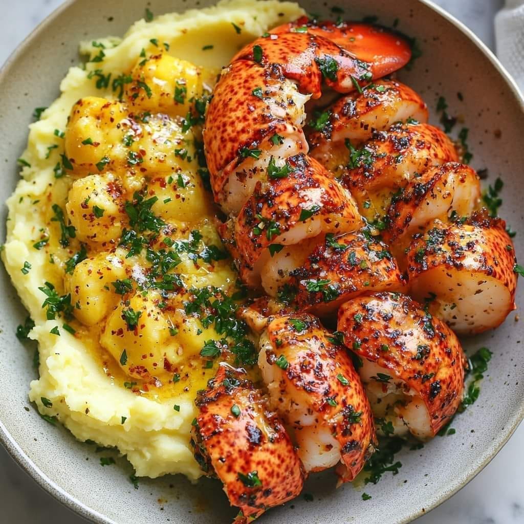 Garlic Lemon Butter Broiled Lobster Tails 