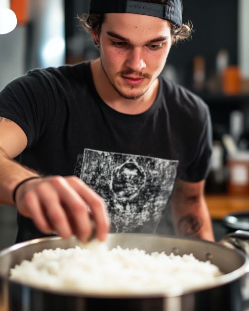 While cooking rice with my roommate, I was surprised to see him add a spoonful of vinegar before covering the pot. Why would you do that?