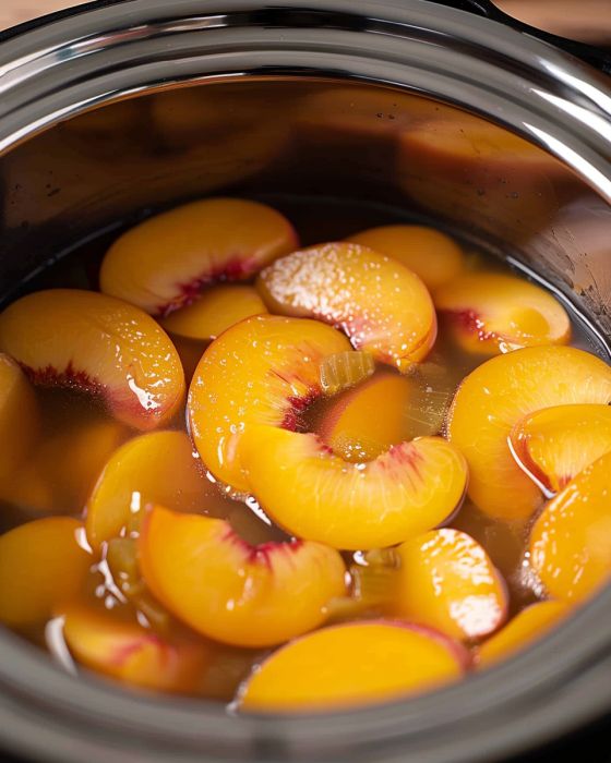 Easy Peasy Slow Cooker Peach Cobbler