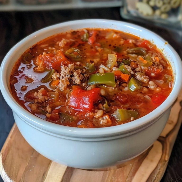 hearty vegetable and ground meat soup