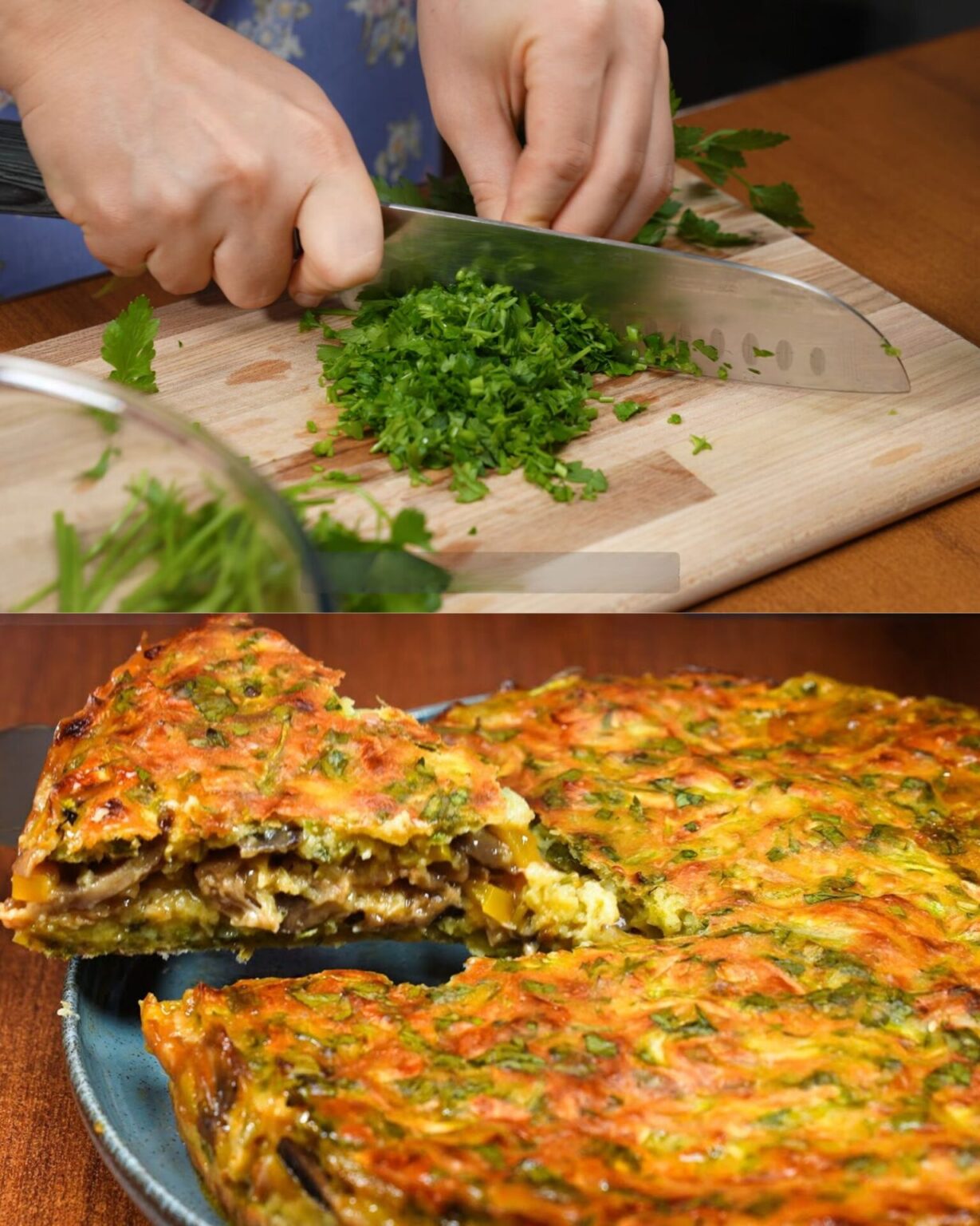 Baked Zucchini Pie with Mushroom and Cheese Filling