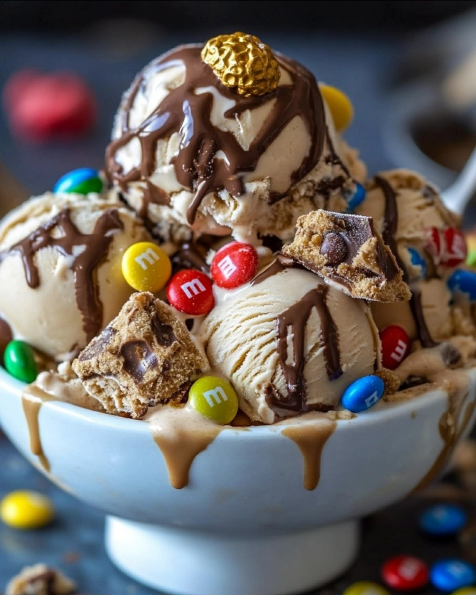 Ferrero Rocher & M&M’s Cookie Dough Ice Cream Extravaganza 