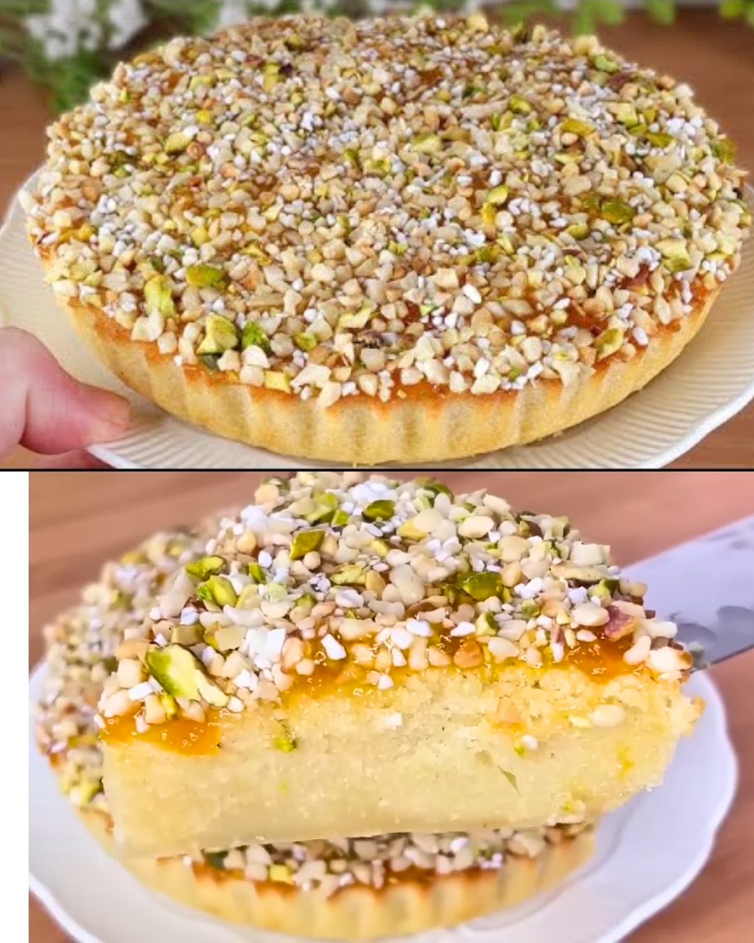 Almond Pistachio Cake with Triple Sec and Apricot Glaze