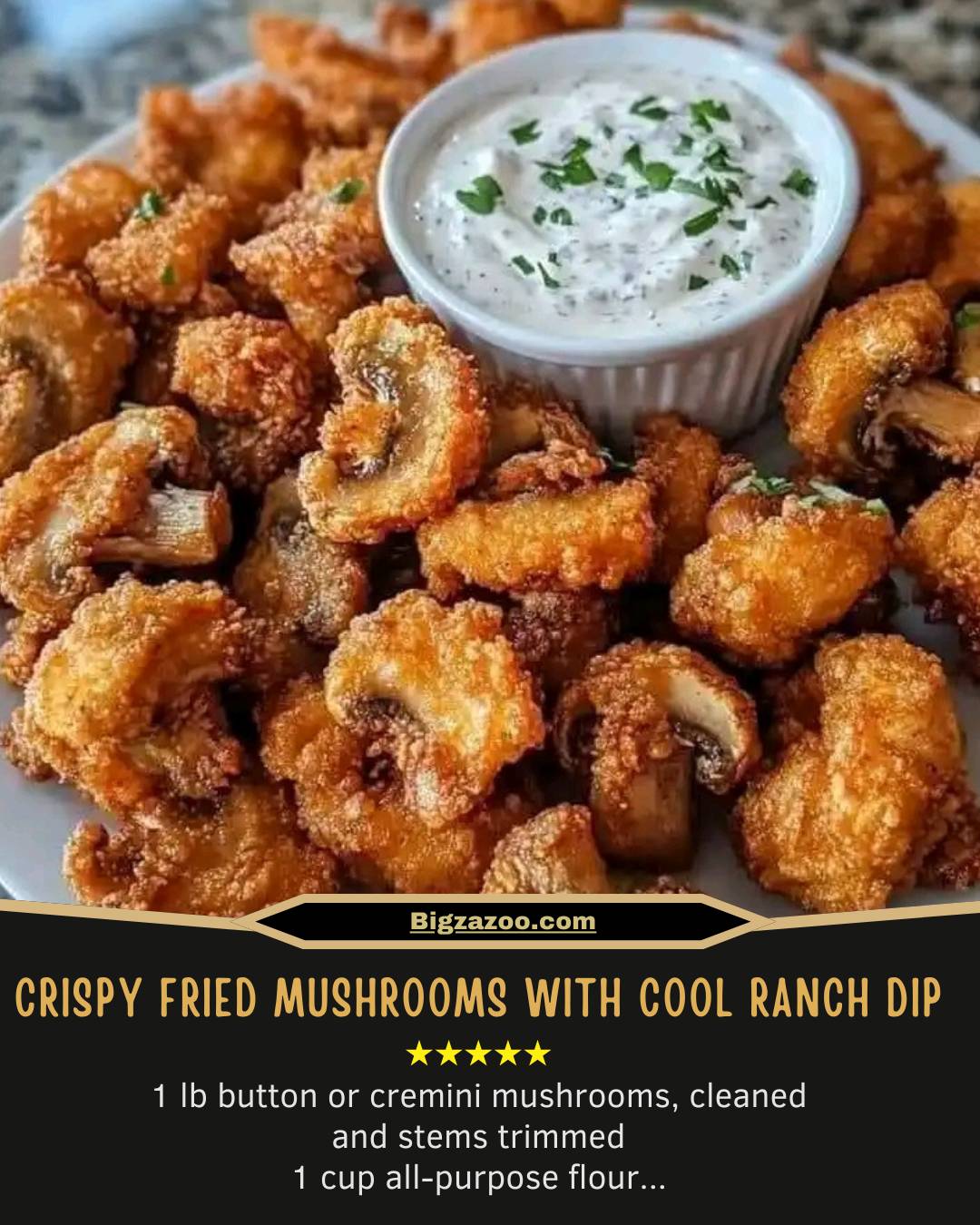 CRISPY FRIED MUSHROOMS WITH COOL RANCH DIP