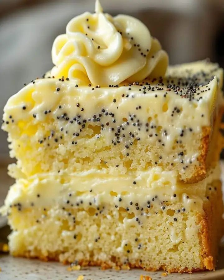 Homemade Lemon Poppy Seed Pudding Cake 