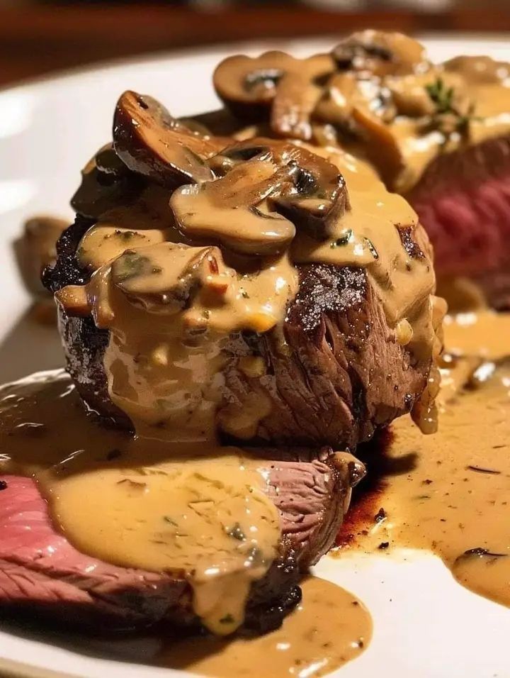  BEEF TENDERLOIN WITH CREAMY MUSHROOM SAUCE 