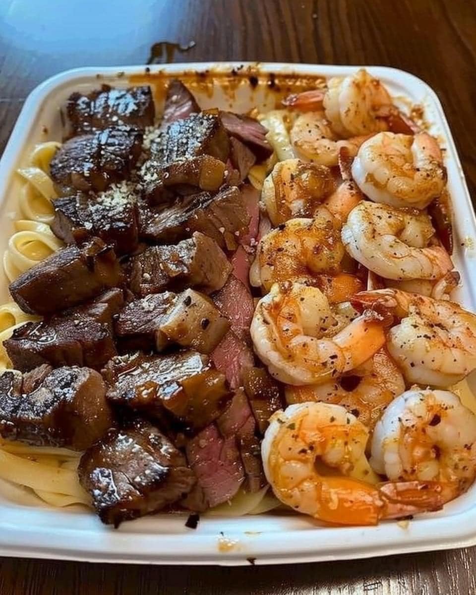 cajun shrimp and steak alfredo pasta