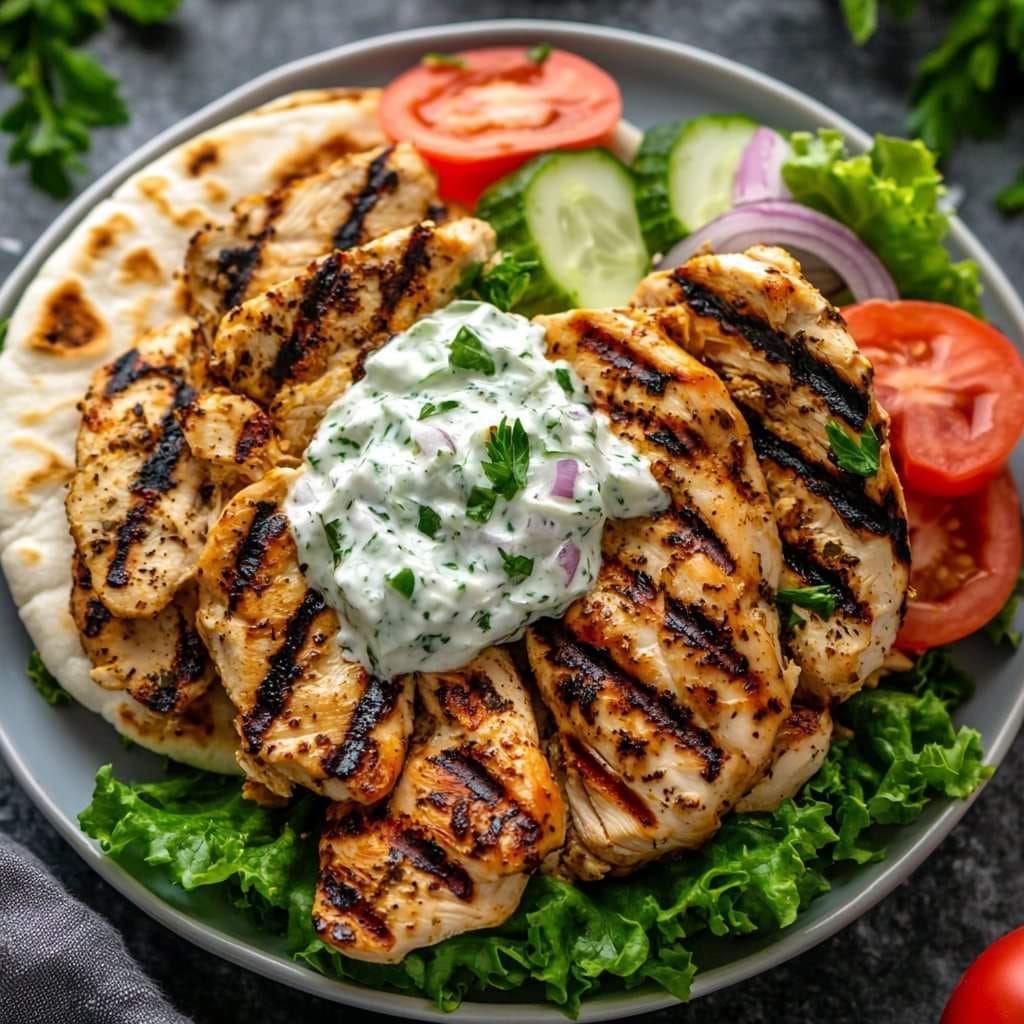 Greek Chicken Gyros with Cucumber Tzatziki