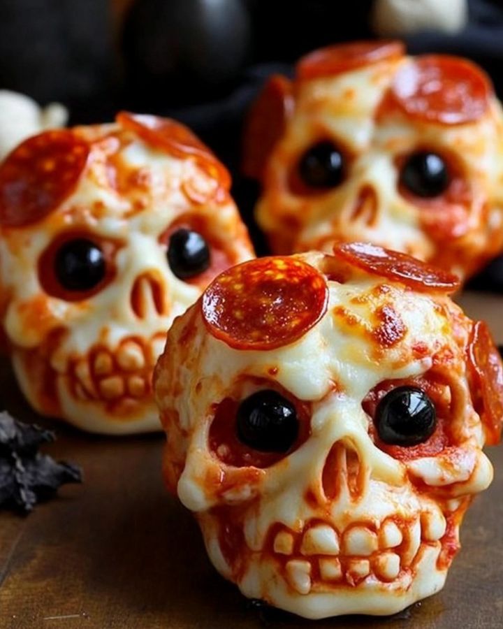 Spooky Halloween Pizza Skulls 