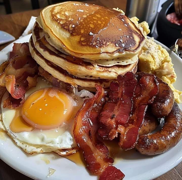 Pancakes, Sausage, Bacon, & Eggs Breakfast Platter