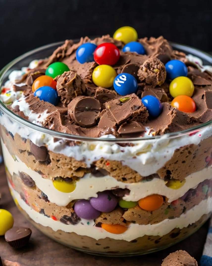 M&M’s Chocolate Chip Cookie Dough Ice Cream Trifle