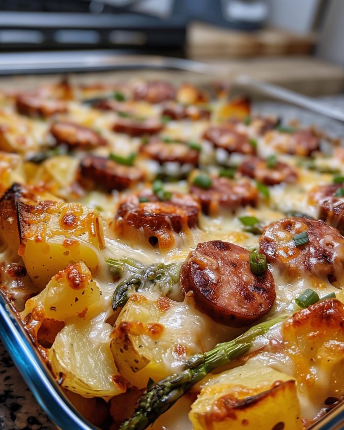 Sausage and Potato Casserole with Spring Veggies