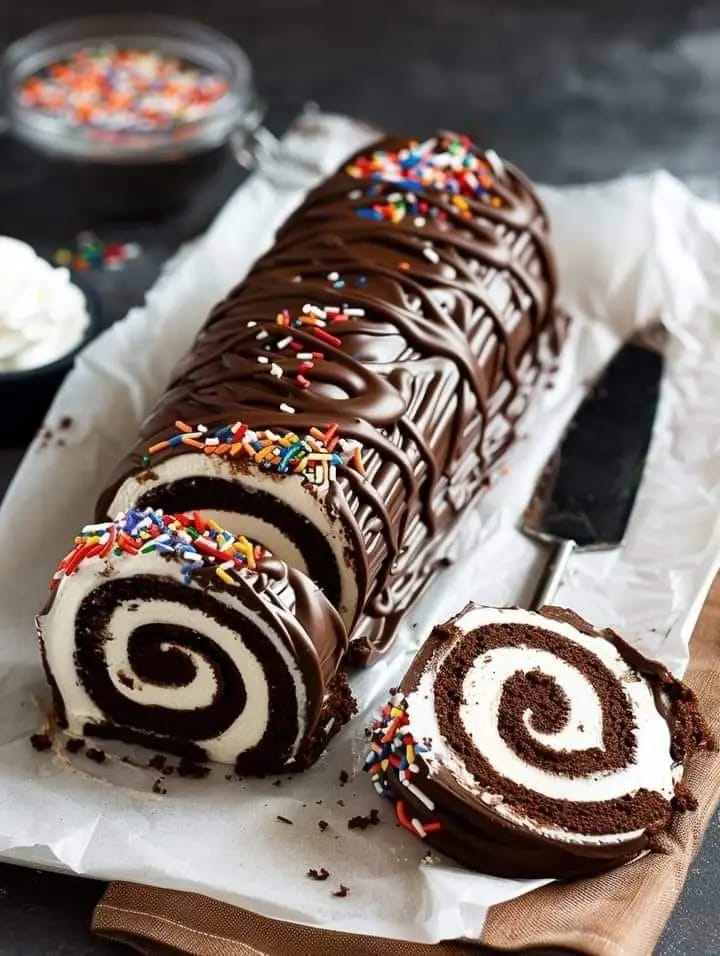 Chocolate Birthday Cake Roll