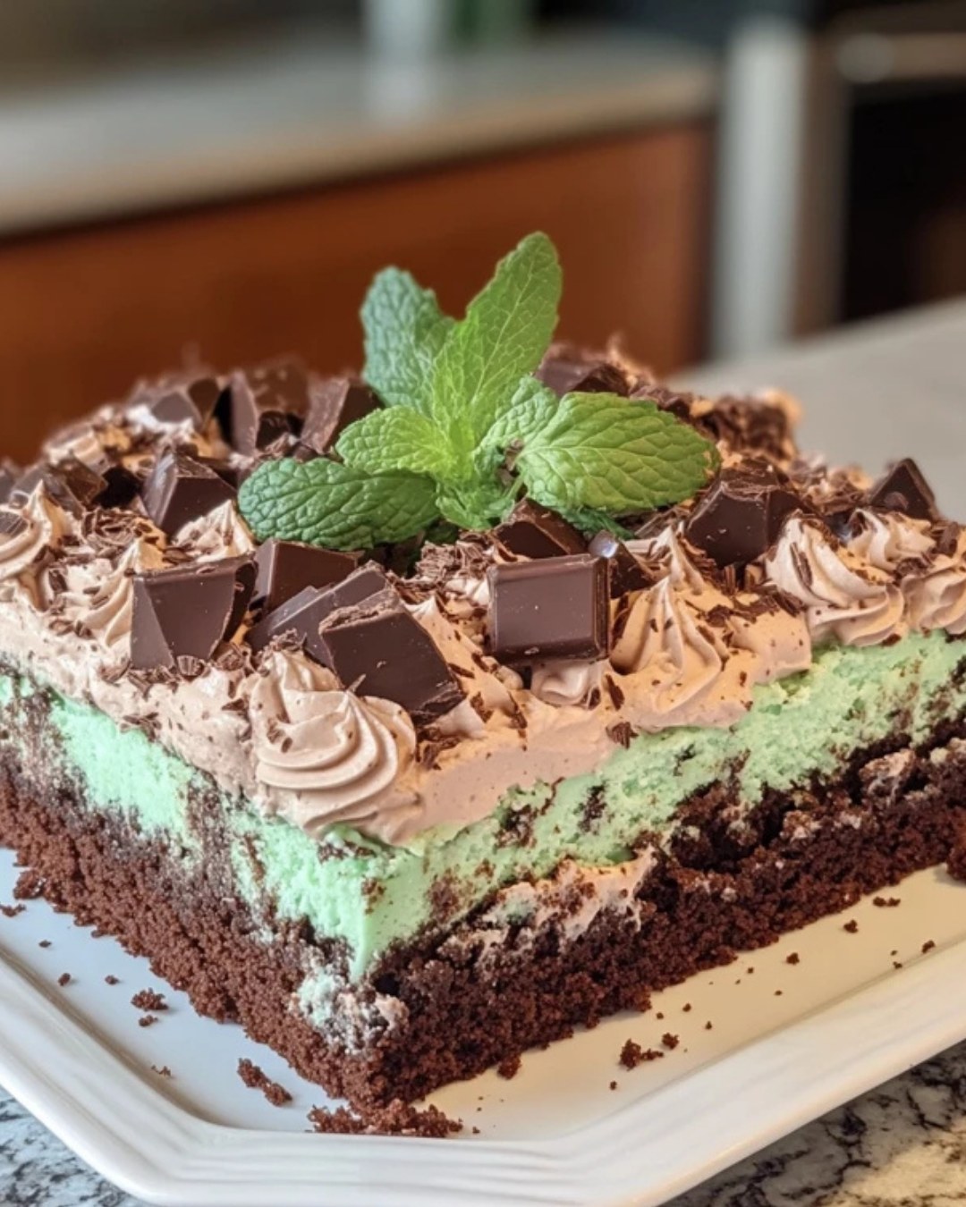 Chocolate Mint Poke Cake