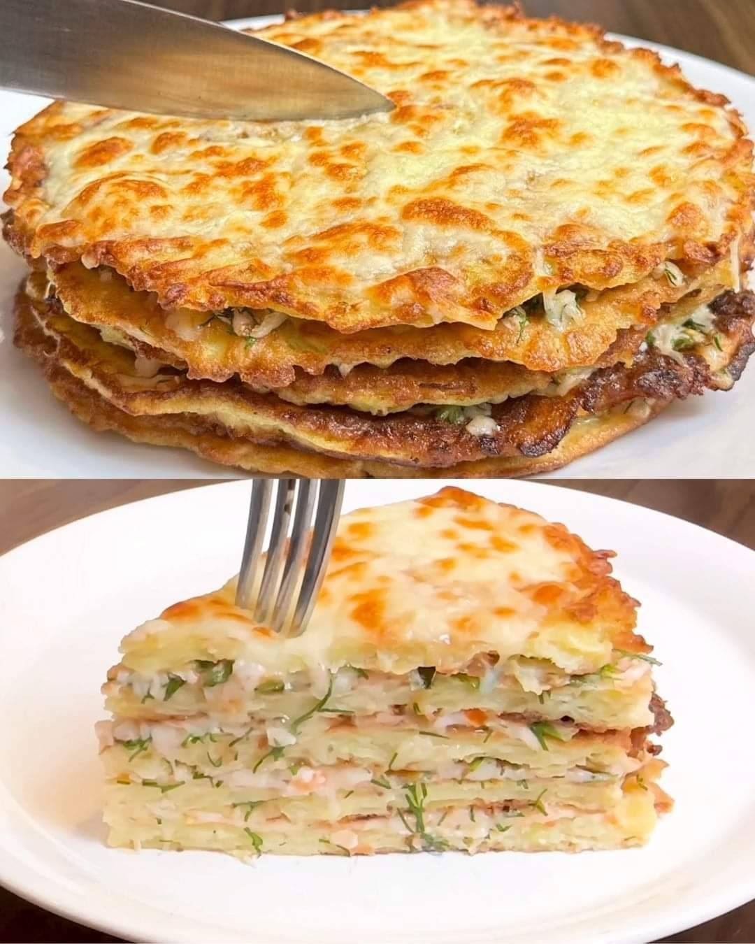 Savory Potato Pancakes with Cheese and Tomato Filling