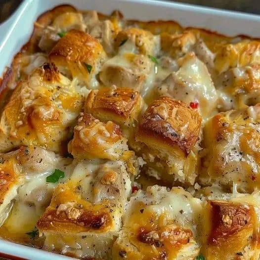 Cheesy Garlic Chicken Bread Bake Recipe