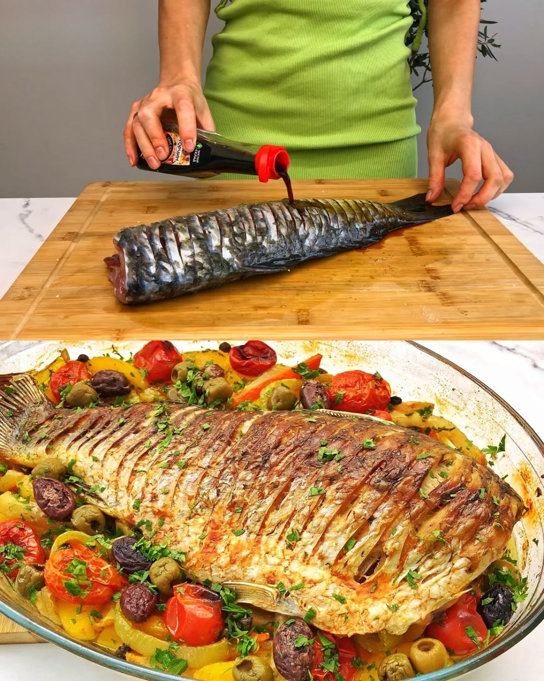 Baked Carp with Roasted Vegetables