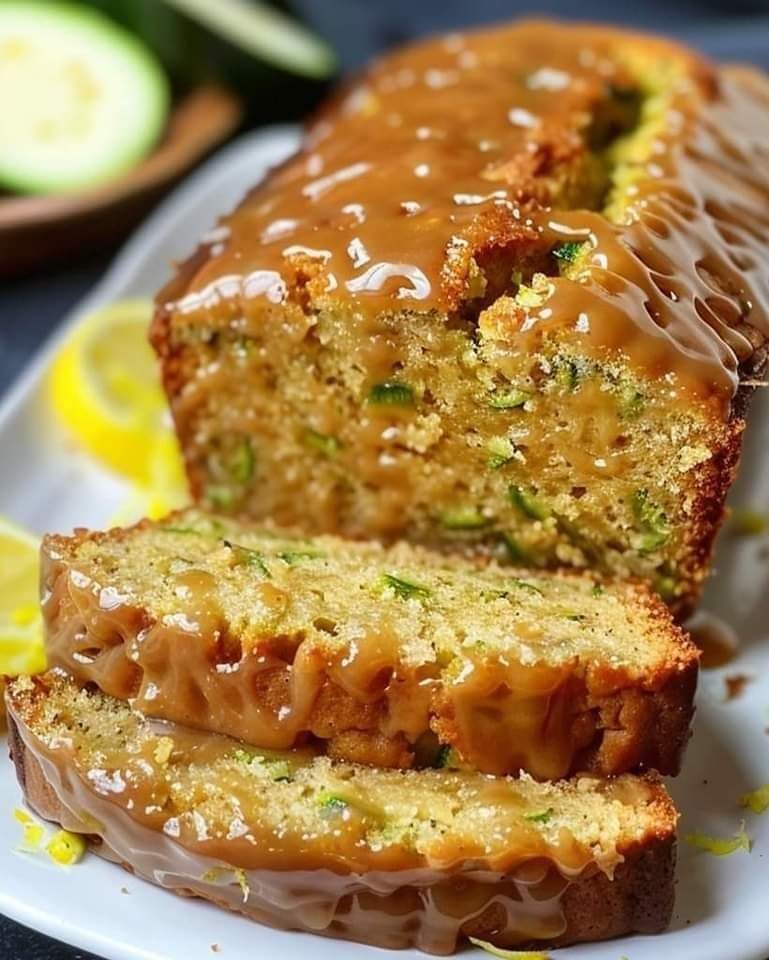 Heavenly Lemon Zucchini Bread with Caramel Glaze