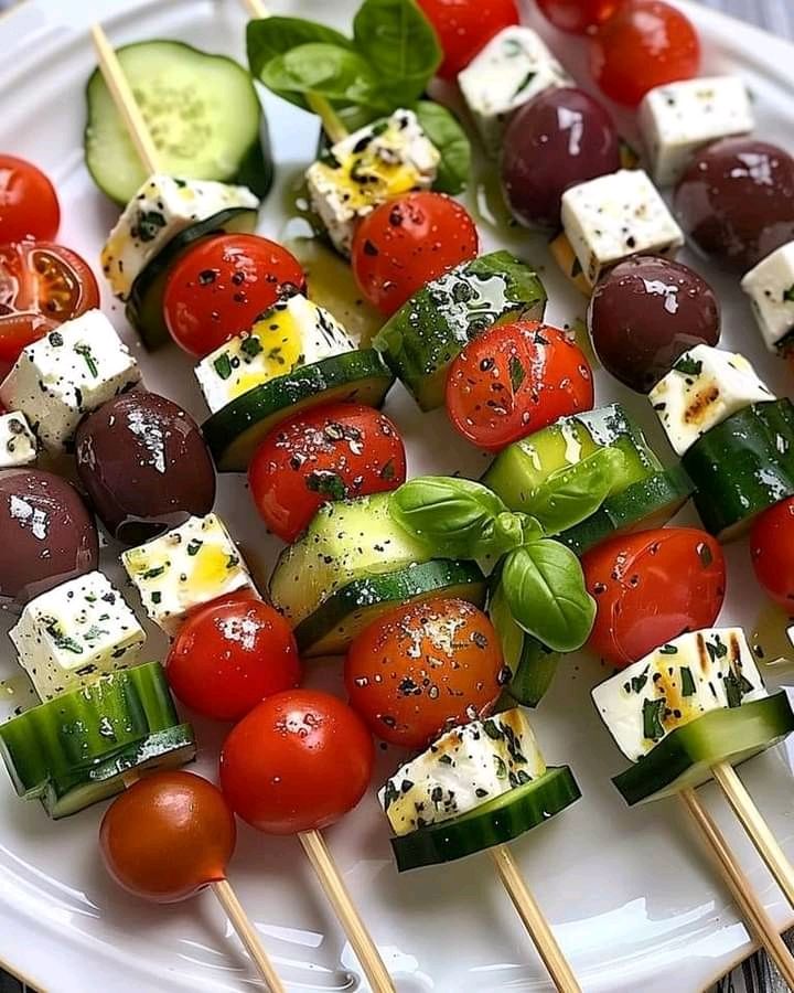  Festive Greek Salad Skewers 