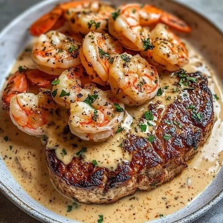 FILET MIGNON AUX CREVETTES ET CRÈME DE HOMARD