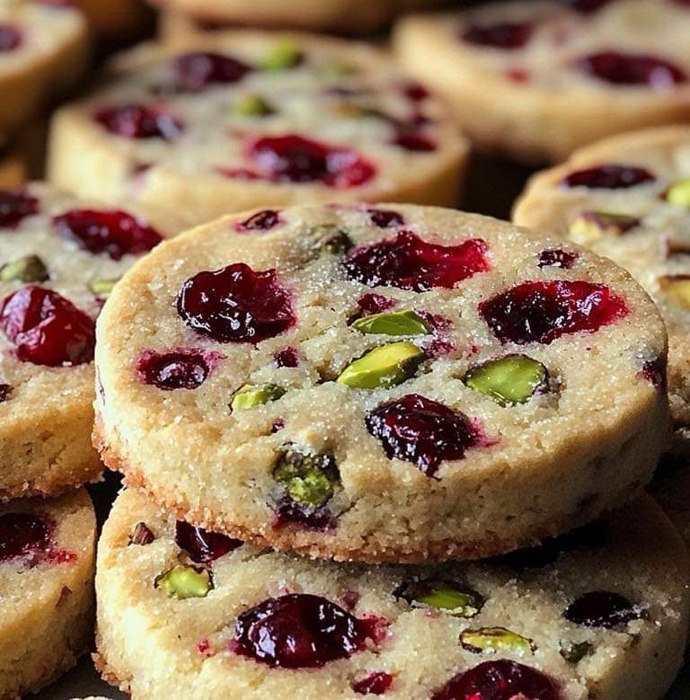 Cranberry Pistachio Shortbread Cookies