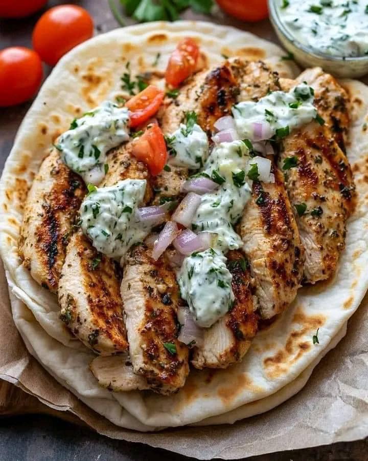 Mediterranean Chicken Gyros with Creamy Feta Tzatziki