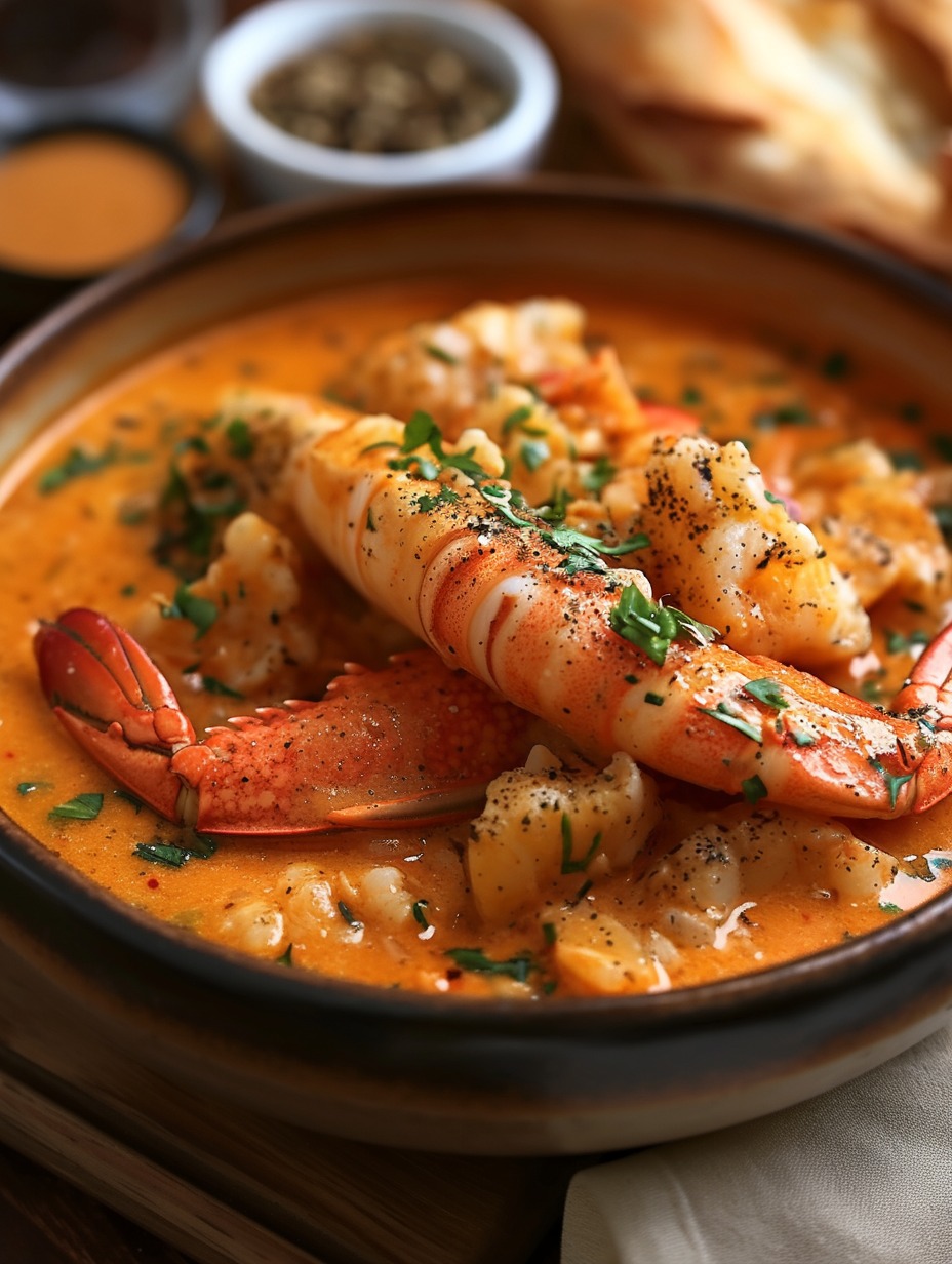 Seafood Bisque with Crab, Shrimp, and Lobster