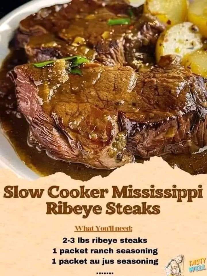 Slow Cooker Mississippi Ribeye Steaks!