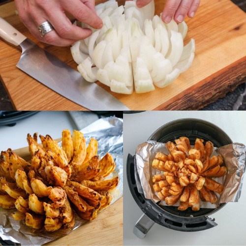 An air fryer blooming onion