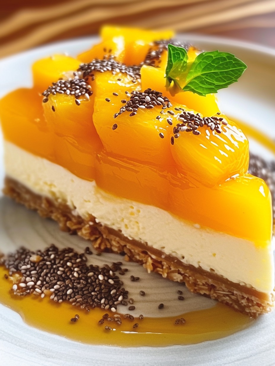 Tropical Mango Cheesecake with Chia Seed Crunch