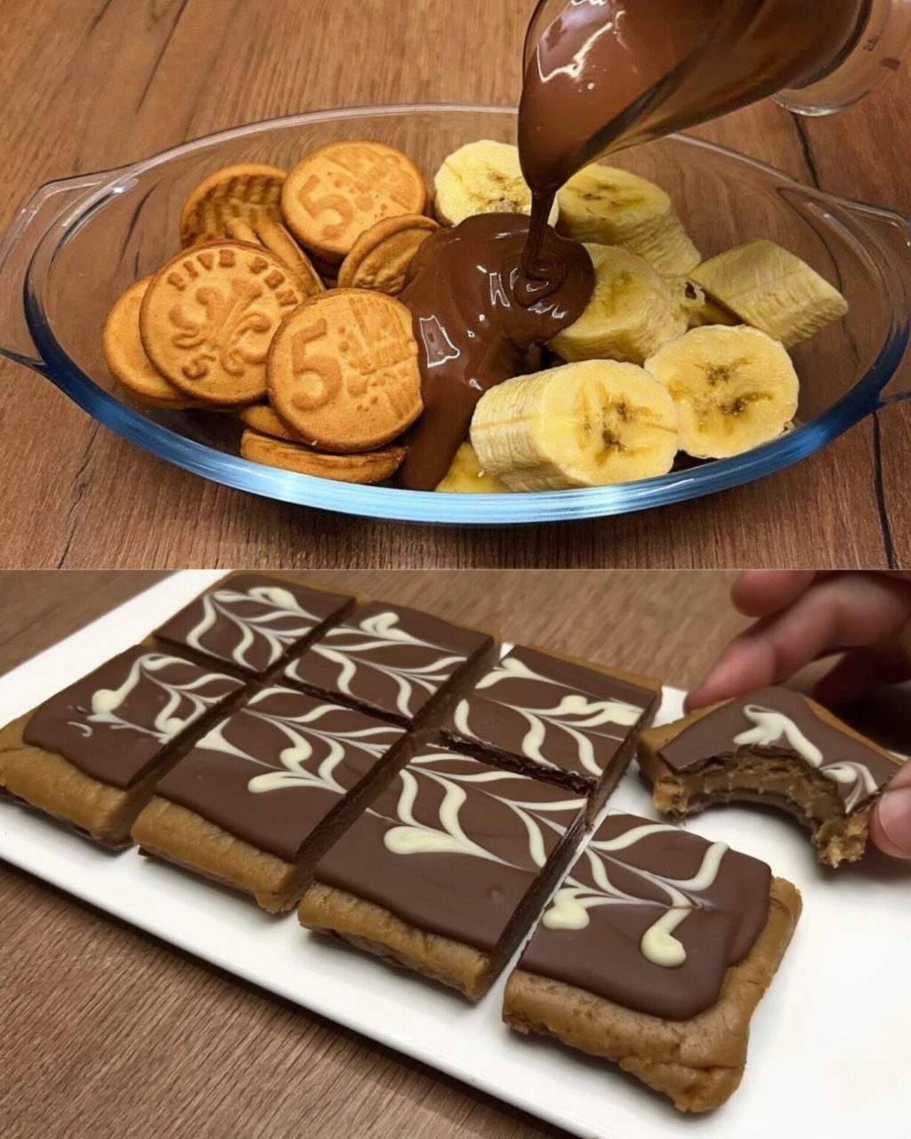 Banana Chocolate Biscuit Dessert with Almond Crust