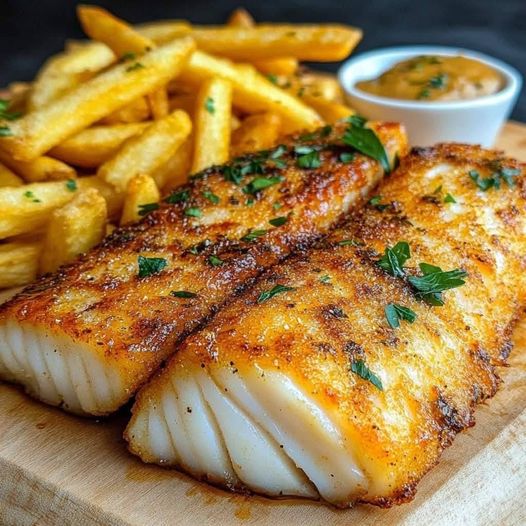 Grilled Fish with Crispy Fries