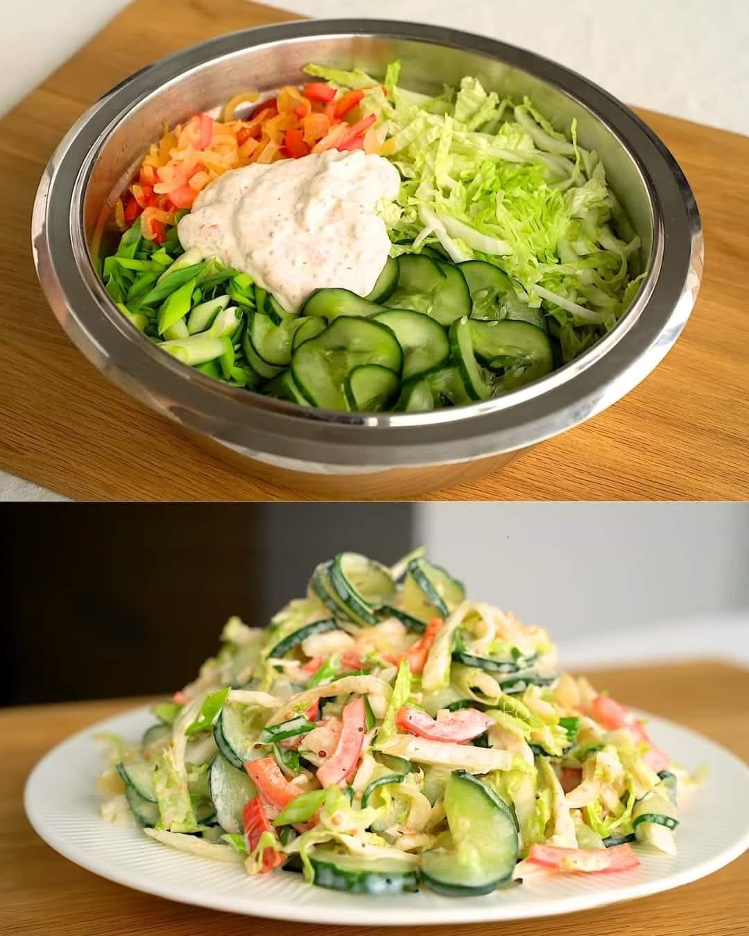 EXTRA Crispy Cucumber and Chinese Cabbage Salad with Yogurt Dressing