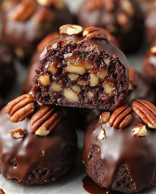 Gooey Pecan Pie Brownie Bombs