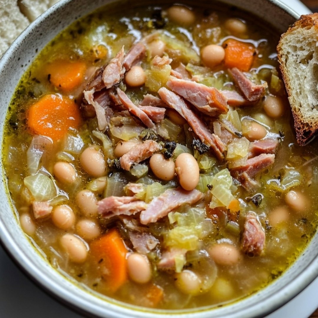 Smoked Ham Hock Bean & Cabbage Soup