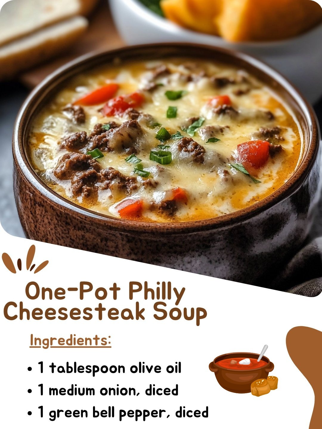 One-Pot Philly Cheesesteak Soup