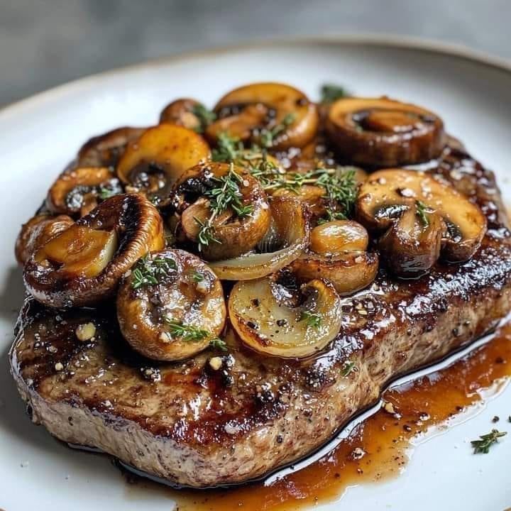 WOULD YOU EAT THIS RIBEYE STEAK WITH FRENCH ONIONS & MUSHROOMS