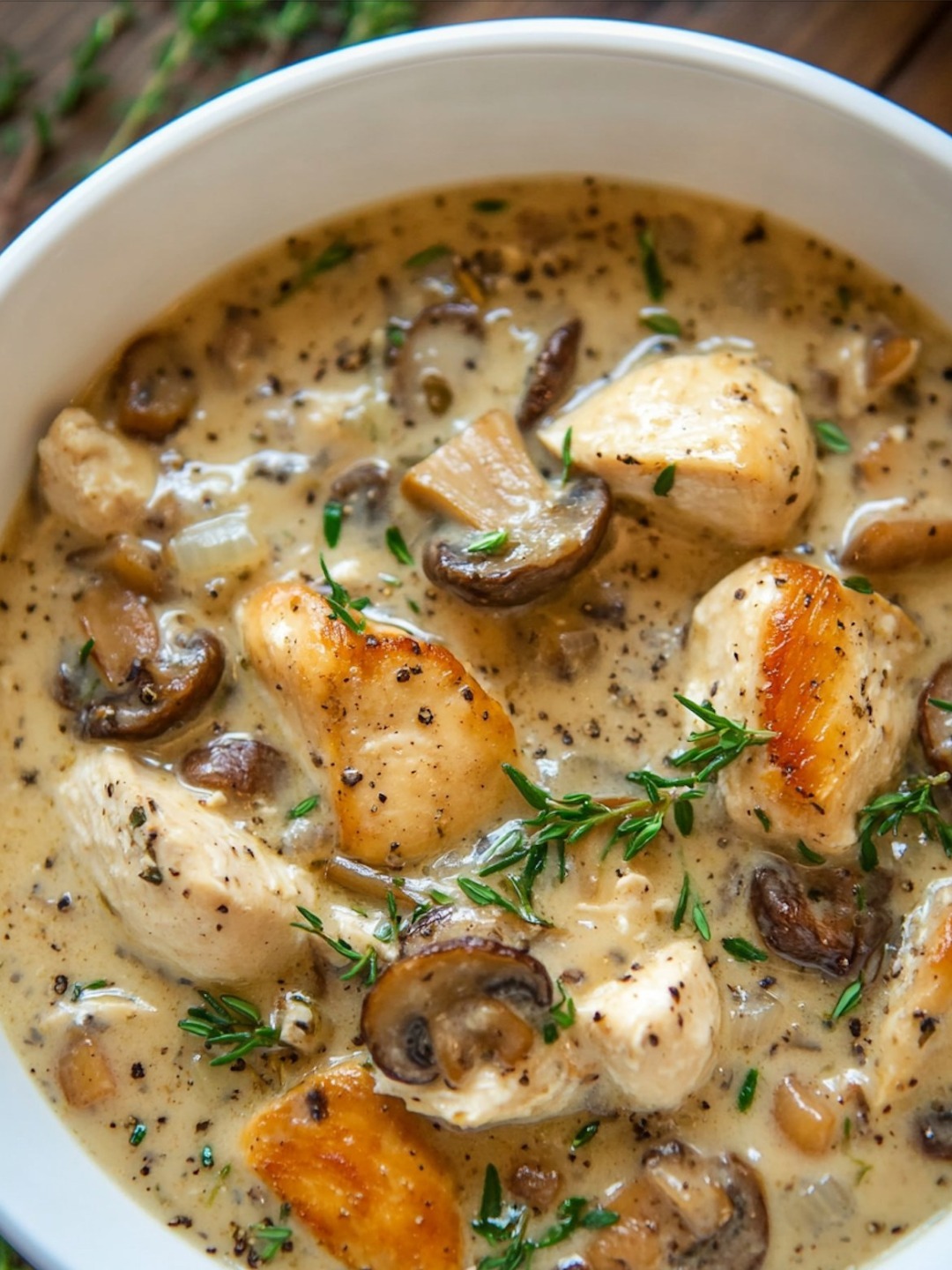 Creamy Mushroom Chicken and Wild Rice Soup