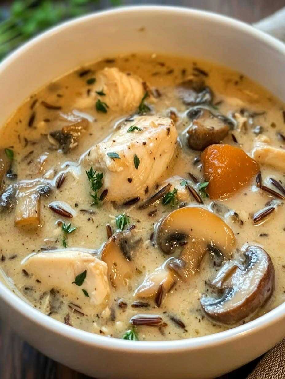 Creamy Mushroom Chicken and Wild Rice Soup