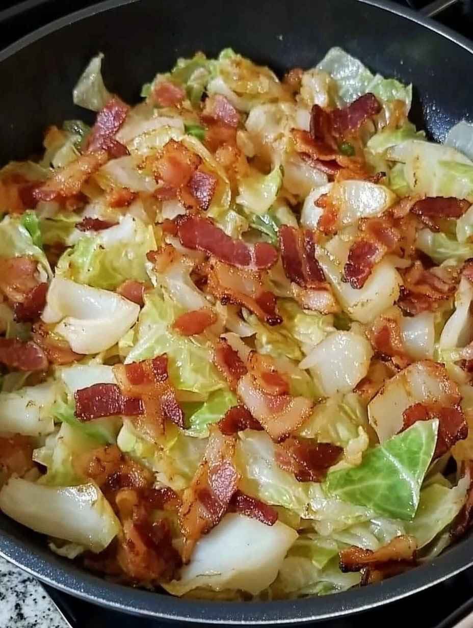  FRIED CABBAGE (WITH BACON, ONION, AND GARLIC) 